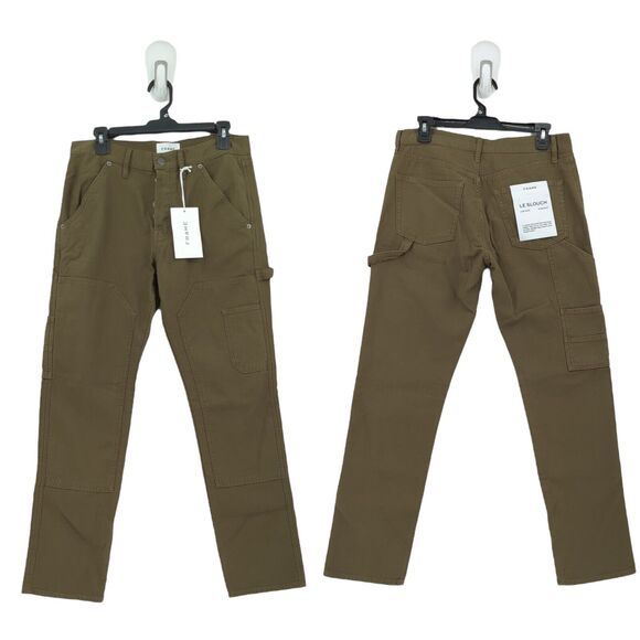 FRAME Women 26 Le Slouch Utility Straight Leg Jeans Surplus Green Low Rise NEW - Picture 1 of 8